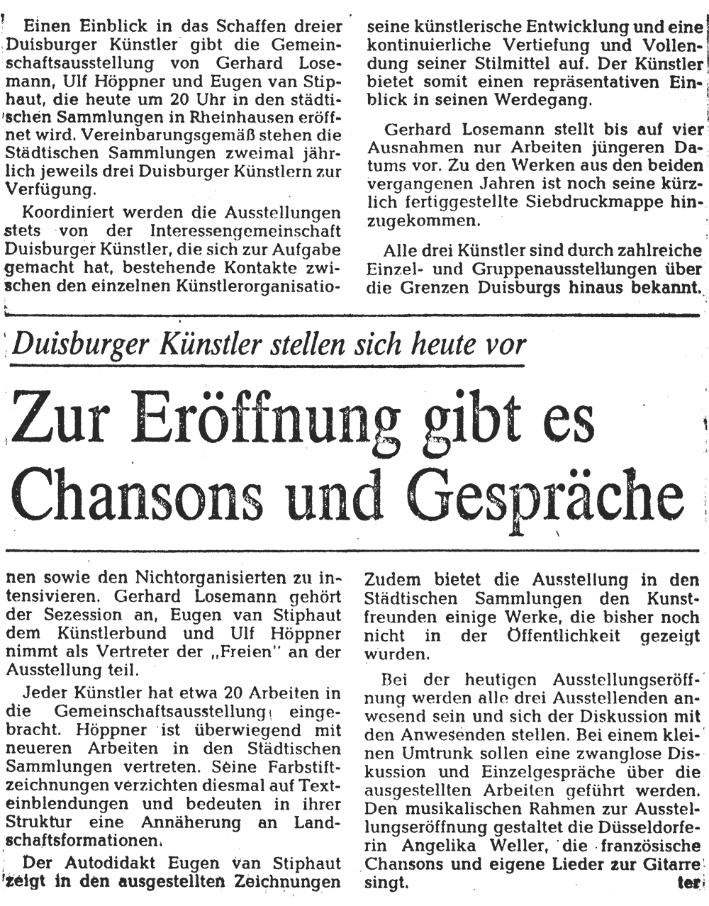 Zeitungsartikel Rheinische Post, 23.08.1978