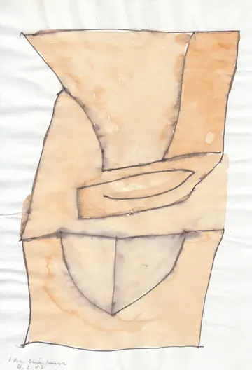 Eugen van Stiphaut: 1987, Tusche und Aquarell, 20 x 29,5cm