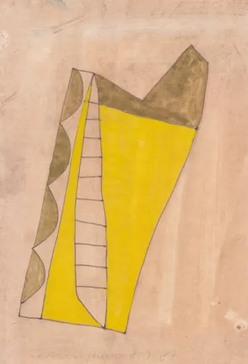 Eugen van Stiphaut: 1987, Tusche und Aquarell, 20 x 29,5cm