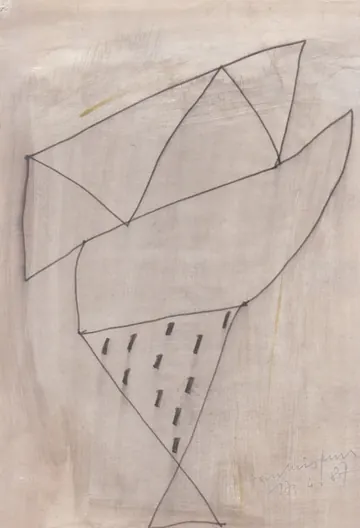 Eugen van Stiphaut: 1987, Tusche und Aquarell, 20 x 29,5cm