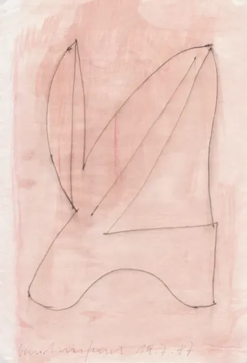 Eugen van Stiphaut: 1987, Tusche und Aquarell, 20 x 29,5cm