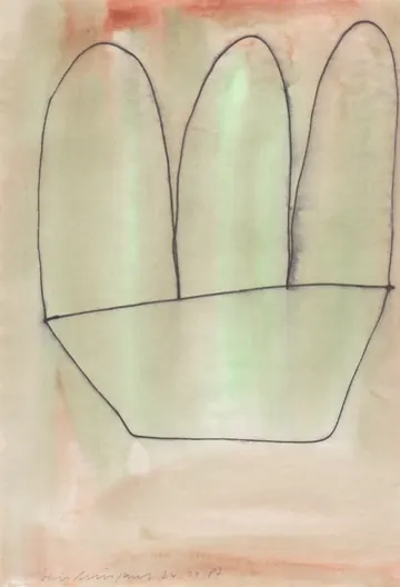 Eugen van Stiphaut: 1987, Tusche und Aquarell, 20 x 29,5cm