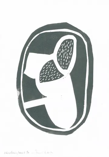 Eugen van Stiphaut: 1991, Linolschnitt, 30 x 42cm